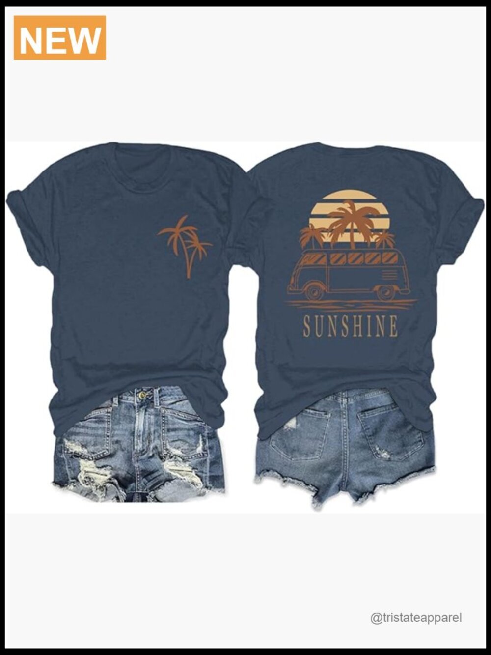 Hawaiian Tropical Palm Tree Graphic Tee Short Sleeve Crew Neck Casual Summer Top